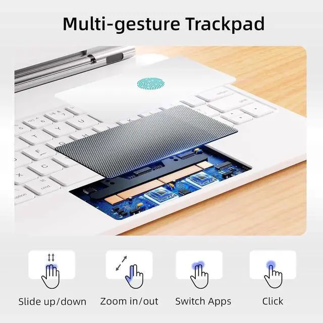 Alt view image 4 of 7 - BONAEVER Case with Keyboard for iPad Pro 11 inch M5 2025 M4 2024, Magic Keyboard Case, Magnetic Attach, Multi-Gesture Trackpad, 7-Color Backlight, Auto Sleep/Awake White