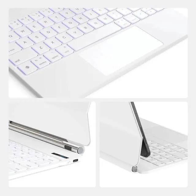 Alt view image 7 of 7 - BONAEVER Case with Keyboard for iPad Pro 11 inch M5 2025 M4 2024, Magic Keyboard Case, Magnetic Attach, Multi-Gesture Trackpad, 7-Color Backlight, Auto Sleep/Awake White