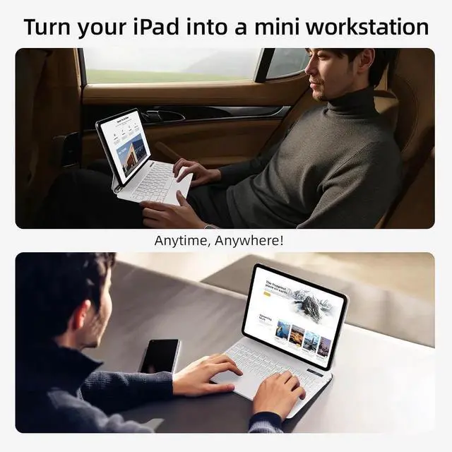 Alt view image 6 of 7 - BONAEVER Case with Keyboard for iPad Pro 11 inch M5 2025 M4 2024, Magic Keyboard Case, Magnetic Attach, Multi-Gesture Trackpad, 7-Color Backlight, Auto Sleep/Awake White