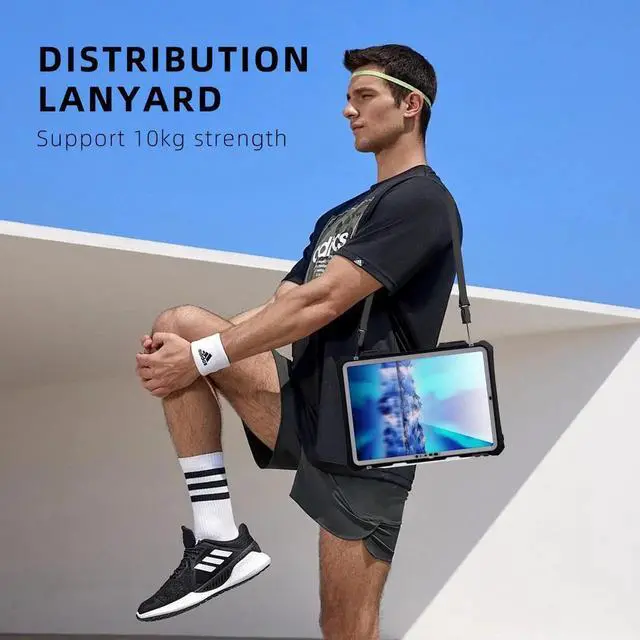 Alt view image 4 of 7 - Waterproof Case for iPad Pro 11 Inch M5 M4 2025 2024 6th 5th Generation, Full-Body Heavy Duty Shockproof Protective Cover with Kickstand Built-in Screen Protector Pencil Holder Shoulder Strap