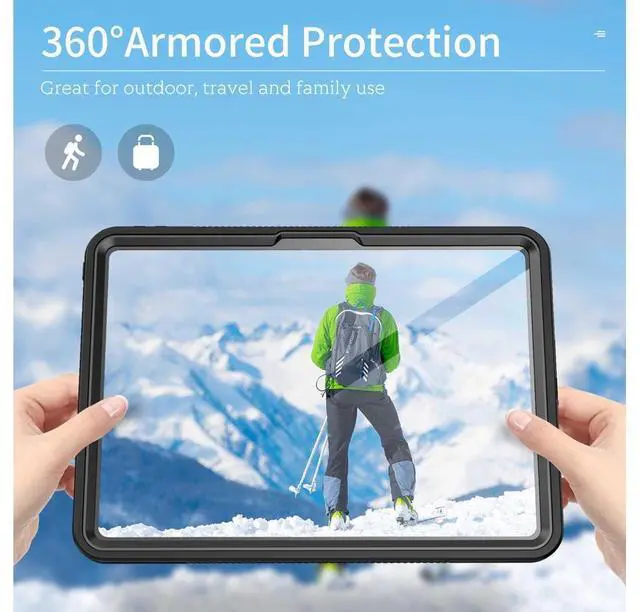 Alt view image 3 of 7 - BONAEVER IP68 Waterproof Case for iPad Pro 11 Inch M5 M4 2025 2024 6th 5th Generation with Built-in Screen Protector, Full Body Shockproof Protection Cover with Lanyard