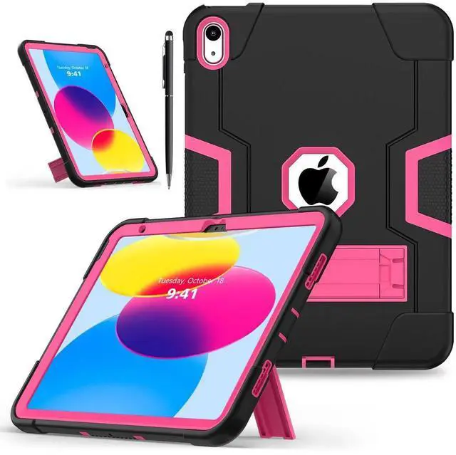 Main image of BONAEVER Case for iPad Pro 13 Inch M5 2025 / M4 2024 with Pencil Holder Heavy Duty Rugged Protective Cover with Kickstand Stylus Pen Rose Red