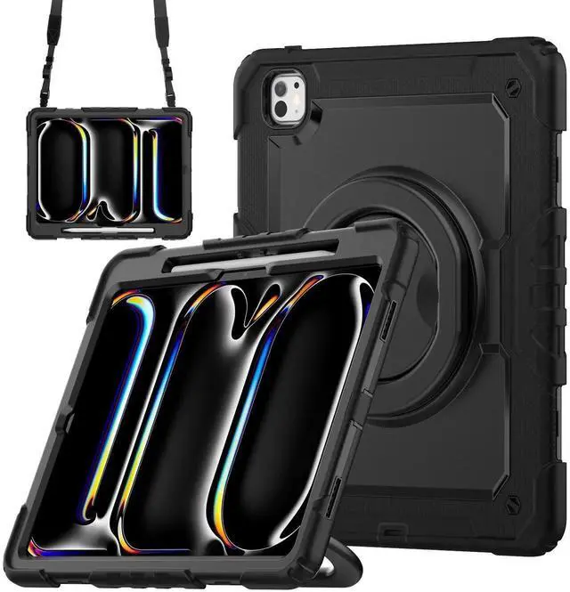 Main image of BONAEVER Case for iPad Pro 13 Inch M5 M4 2025 2024 with Built-in Screen Protector, 360° Rotating Stand, Pencil Holder, Adjustable Shoulder Strap, Pencil Holder