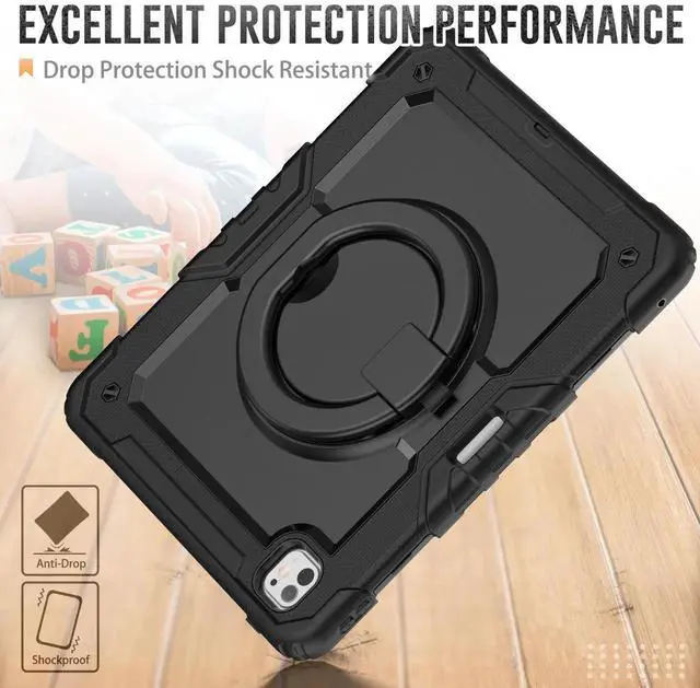 Alt view image 2 of 7 - BONAEVER Case for iPad Pro 13 Inch M5 M4 2025 2024 with Built-in Screen Protector, 360° Rotating Stand, Pencil Holder, Adjustable Shoulder Strap, Pencil Holder