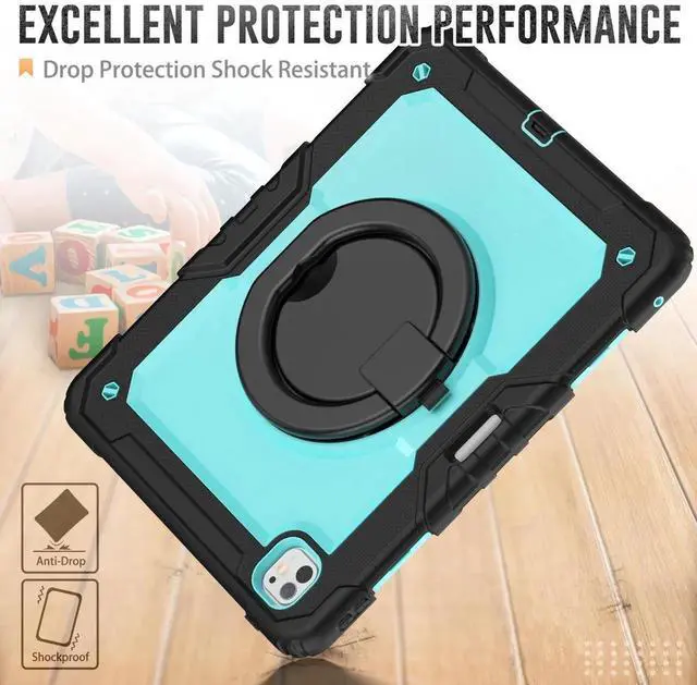 Alt view image 4 of 7 - BONAEVER Case for iPad Pro 13 Inch M5 M4 2025 2024 with Built-in Screen Protector, 360° Rotating Stand, Pencil Holder, Adjustable Shoulder Strap, Pencil Holder Light Blue