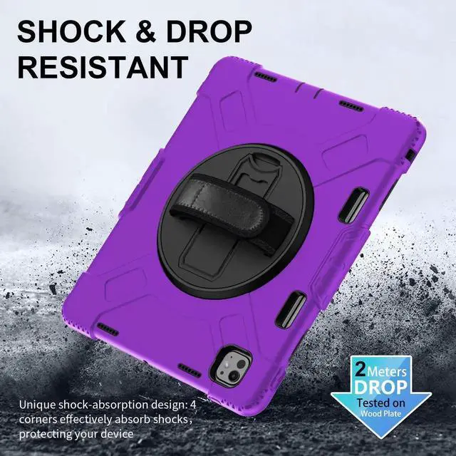 Alt view image 2 of 7 - BONAEVER Case for iPad Pro 13 Inch M5 2025 M4 2024 with Built-in Screen Protector, 360° Rotating Stand, Adjustable Shoulder Strap, Precise Cutouts, Pencil Holder Purple