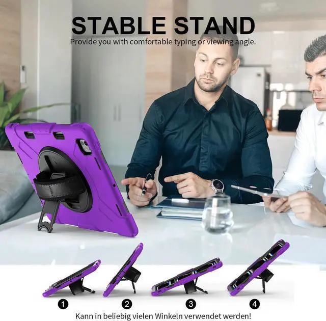 Alt view image 3 of 7 - BONAEVER Case for iPad Pro 13 Inch M5 2025 M4 2024 with Built-in Screen Protector, 360° Rotating Stand, Adjustable Shoulder Strap, Precise Cutouts, Pencil Holder Purple