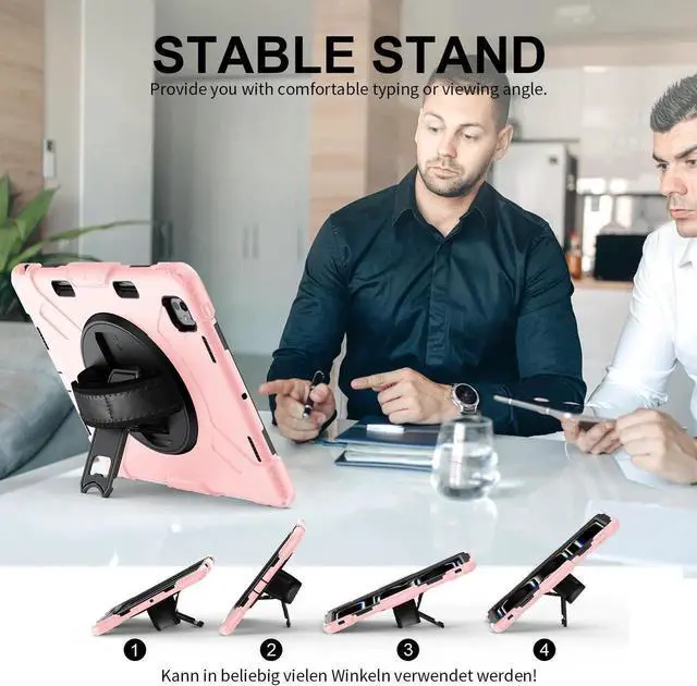 Alt view image 2 of 7 - BONAEVER Case for iPad Pro 13 Inch M5 2025 M4 2024 with Built-in Screen Protector, 360° Rotating Stand, Adjustable Shoulder Strap, Precise Cutouts, Pencil Holder Rose Gold