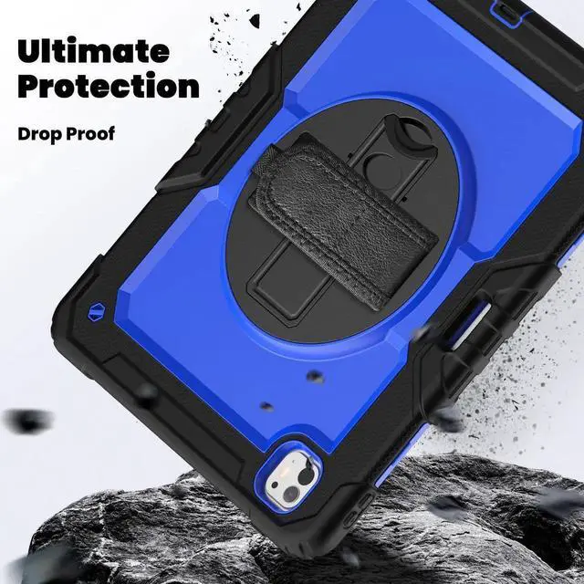 Alt view image 5 of 7 - BONAEVER Case for iPad Pro 13 Inch M5 2025 M4 2024 with Built-in Screen Protector, 360° Rotating Stand, Adjustable Shoulder Strap, Pencil Holder Blue