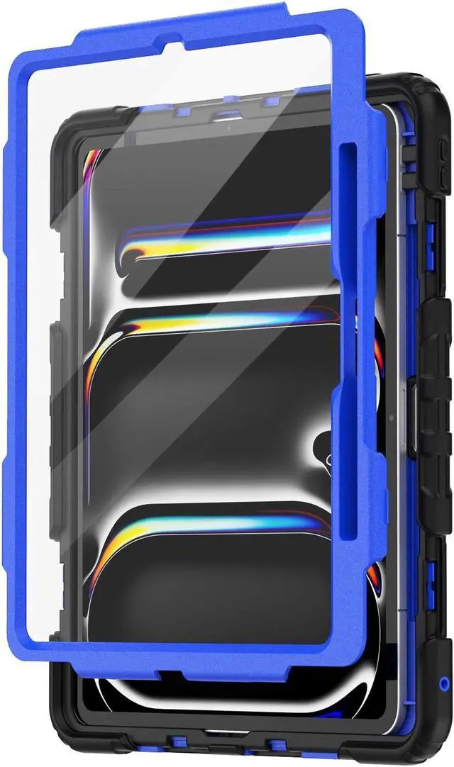 Alt view image 7 of 7 - BONAEVER Case for iPad Pro 13 Inch M5 2025 M4 2024 with Built-in Screen Protector, 360° Rotating Stand, Adjustable Shoulder Strap, Pencil Holder Blue