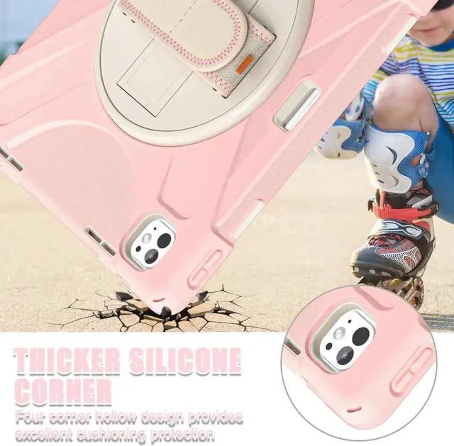 Alt view image 4 of 7 - BONAEVER Case for iPad Pro 13 Inch M5 2025 / M4 2024 with Built-in Screen Protector, 360° Rotating Stand, Adjustable Shoulder Strap, Stylus Pen, Pencil Holder Pink