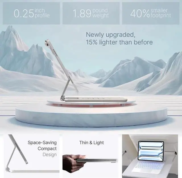 Alt view image 4 of 7 - BONAEVER Magic Wireless Keyboard Case for iPad Pro 13 inch M5 2025 M4 2024, Magic Keyboard with 11 Colors Backlight, Pencil Holder,Multi-Touch Trackpad, Easy-Set Magnetic Stand White