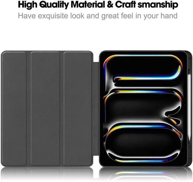 Alt view image 2 of 7 - BONAEVER Case for iPad Pro 13 Inch M5 M4 2025 2024, Slim Smart Stand Cover Protective Cover with Pencil Holder, Stand, Universal Stylus Pen,Support Apple Pencil Charging + Auto Wake/Sleep