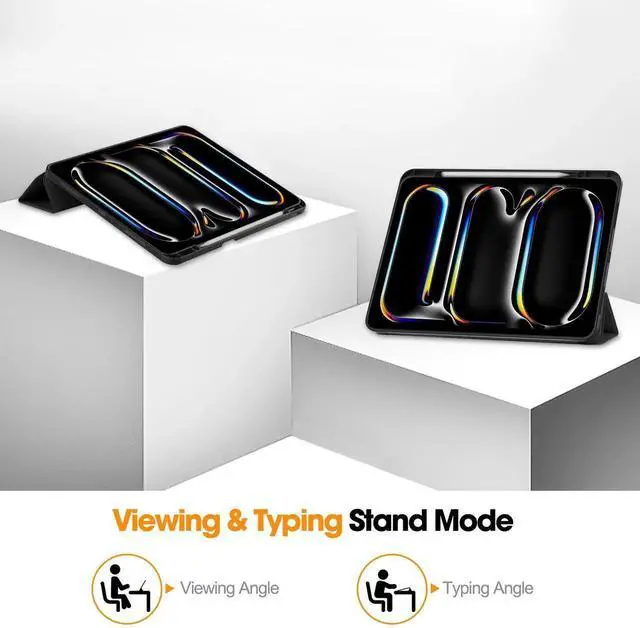 Alt view image 4 of 7 - BONAEVER Case for iPad Pro 13 Inch M5 M4 2025 2024, Slim Smart Stand Cover Protective Cover with Pencil Holder, Stand, Universal Stylus Pen,Support Apple Pencil Charging + Auto Wake/Sleep