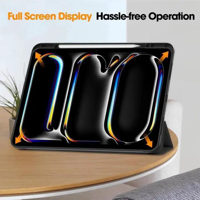 Alt view image 7 of 7 - BONAEVER Case for iPad Pro 13 Inch M5 M4 2025 2024, Slim Smart Stand Cover Protective Cover with Pencil Holder, Stand, Universal Stylus Pen,Support Apple Pencil Charging + Auto Wake/Sleep