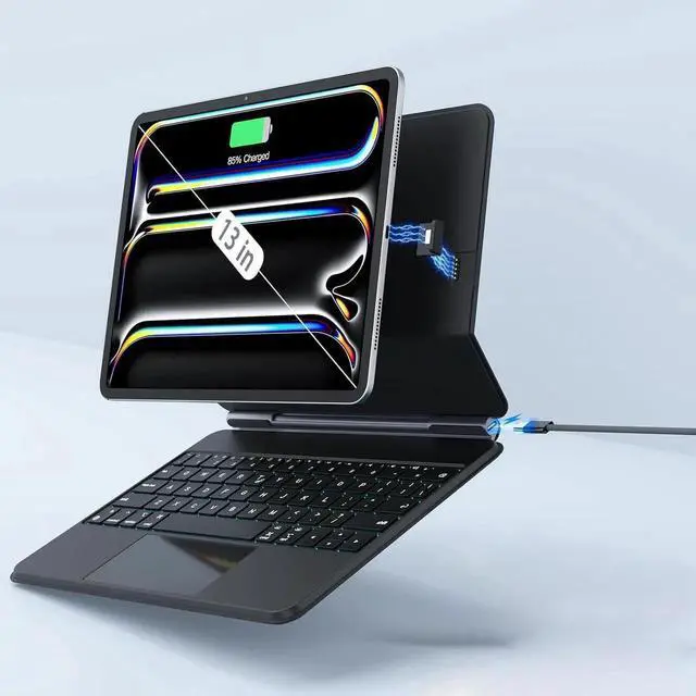 Main image of BONAEVER Magic Keyboard Case for iPad Pro 13 inch M5 2025 M4 2024, Auto-Connect, Smart Folio Cover, No Battery Required, Multi-Touch Trackpad, Backlit Keyboard, Support iPad Charging via Keyboard