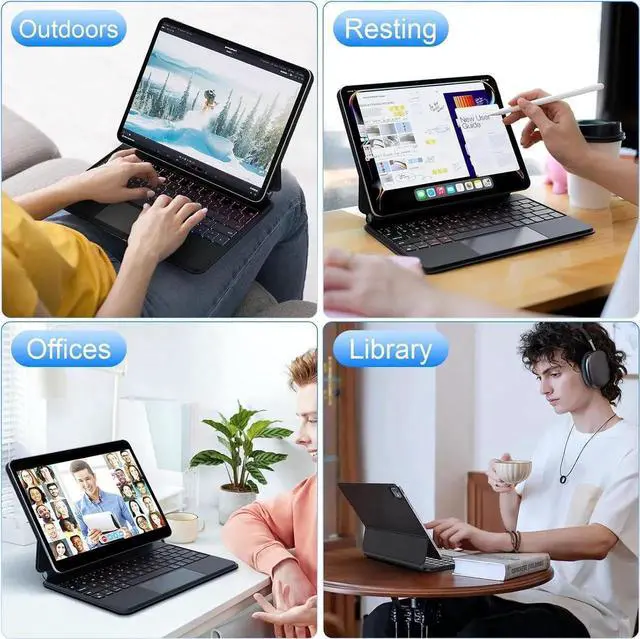 Alt view image 7 of 7 - BONAEVER Magic Keyboard Case for iPad Pro 13 inch M5 2025 M4 2024, Auto-Connect, Smart Folio Cover, No Battery Required, Multi-Touch Trackpad, Backlit Keyboard, Support iPad Charging via Keyboard