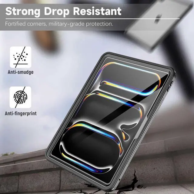 Alt view image 5 of 7 - BONAEVER IP68 Waterproof Case for iPad Pro 13 inch M5 2025 M4 2024,Built-in Screen Protector, Full Body Shockproof Protection Cover with Strap Protective Cover with Lanyard