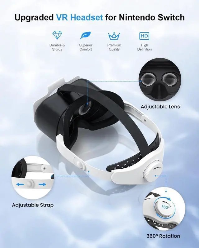 Alt view image 2 of 7 - BONAEVER VR Headset for Nintendo Switch & Switch OLED, Upgraded Switch Virtual Reality Glasses with Adjustable Lens and Elite Strap, Labo VR Kit 3D Goggles Accessories for VR Gaming Experience