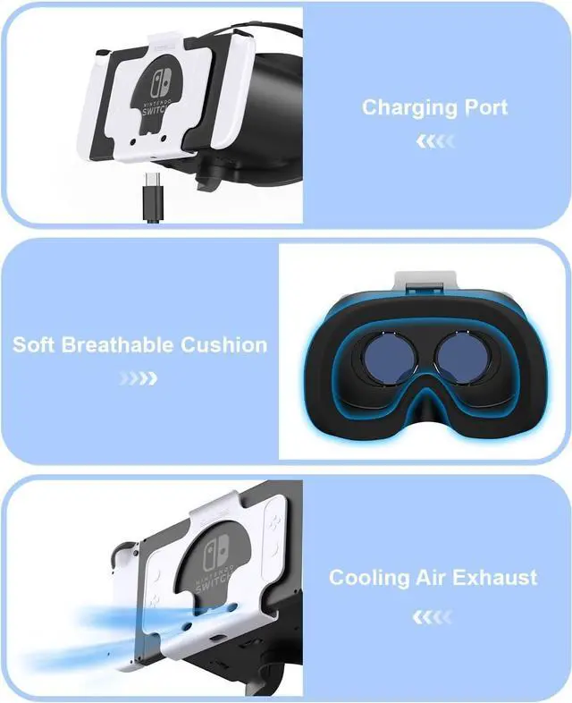 Alt view image 5 of 7 - BONAEVER VR Headset for Nintendo Switch & Switch OLED, Upgraded Switch Virtual Reality Glasses with Adjustable Lens and Elite Strap, Labo VR Kit 3D Goggles Accessories for VR Gaming Experience