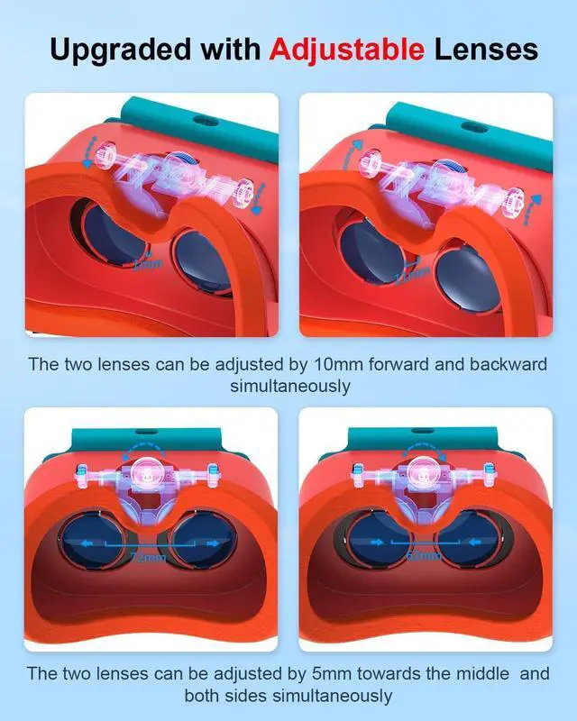 Alt view image 6 of 6 - BONAEVER VR Headset for Nintendo Switch / Switch OLED Model/Nintendo Switch 3D VR (Virtual Reality) Glasses Switch VR Labo Goggles Headset for Nintendo Switch Red