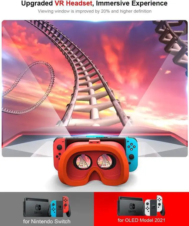 Alt view image 3 of 6 - BONAEVER VR Headset for Nintendo Switch / Switch OLED Model/Nintendo Switch 3D VR (Virtual Reality) Glasses Switch VR Labo Goggles Headset for Nintendo Switch Red