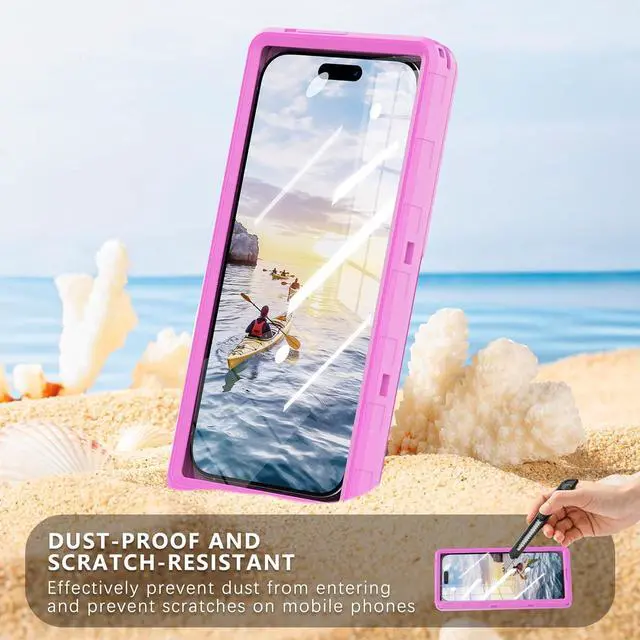 Alt view image 5 of 7 - BONAEVER Waterproof Phone Case, Underwater Snorkeling Diving Phone Case for iPhone 17/16/15/14/13 Pro Max, Samsung Galaxy S25/S24/S23 Ultra, Google/Moto Up to 6.9'' Purple