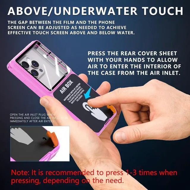 Alt view image 6 of 7 - BONAEVER Waterproof Phone Case, Underwater Snorkeling Diving Phone Case for iPhone 17/16/15/14/13 Pro Max, Samsung Galaxy S25/S24/S23 Ultra, Google/Moto Up to 6.9'' Purple