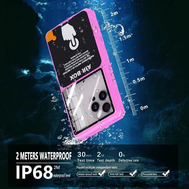 Alt view image 4 of 7 - BONAEVER Waterproof Phone Case, Underwater Snorkeling Diving Phone Case for iPhone 17/16/15/14/13 Pro Max, Samsung Galaxy S25/S24/S23 Ultra, Google/Moto Up to 6.9'' Purple