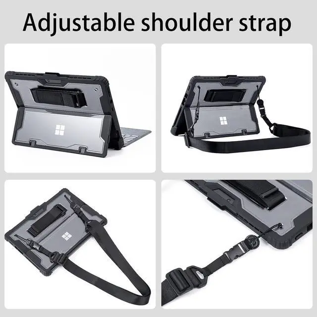 Alt view image 7 of 7 - BONAEVER Case for Microsoft Surface Pro 11 Pro 10 Pro 9 13 inch with Shoulder Strap, Hand Strap, Stylus Pen Holder, Rugged, Shock-Absorbing and Drop-Resistant, Compatible Keyboard Cover