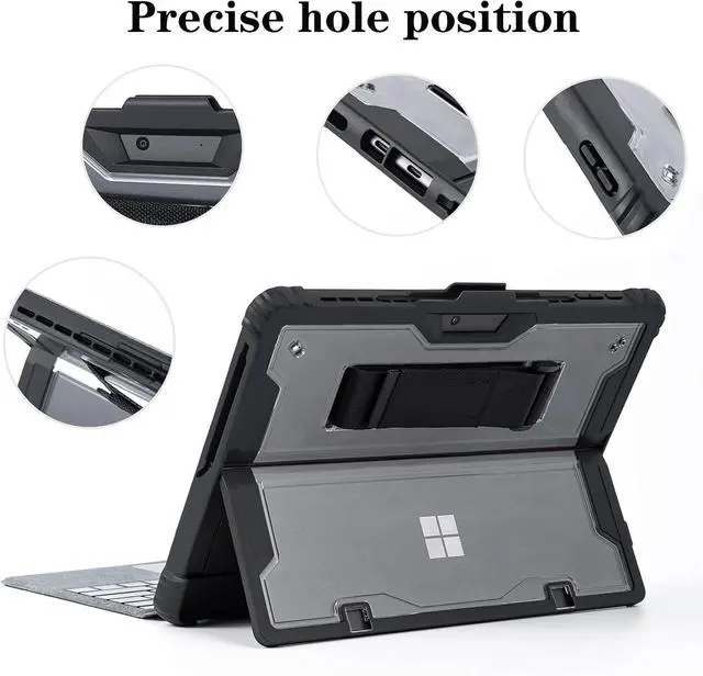 Alt view image 5 of 7 - BONAEVER Case for Microsoft Surface Pro 11 Pro 10 Pro 9 13 inch with Shoulder Strap, Hand Strap, Stylus Pen Holder, Rugged, Shock-Absorbing and Drop-Resistant, Compatible Keyboard Cover