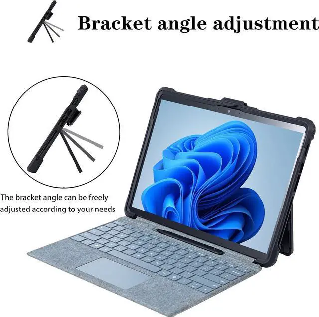 Alt view image 3 of 7 - BONAEVER Case for Microsoft Surface Pro 11 Pro 10 Pro 9 13 inch with Shoulder Strap, Hand Strap, Stylus Pen Holder, Rugged, Shock-Absorbing and Drop-Resistant, Compatible Keyboard Cover