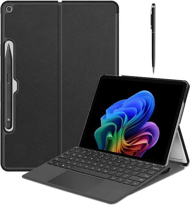 Main image of BONAEVER Case for Microsoft Surface Pro 12 Inch 2025, Multi-Angle Viewing Stand Flip Protective Cover with Hard Back, Auto Wake/Sleep, Compatible with Type Cover Keyboard, Black