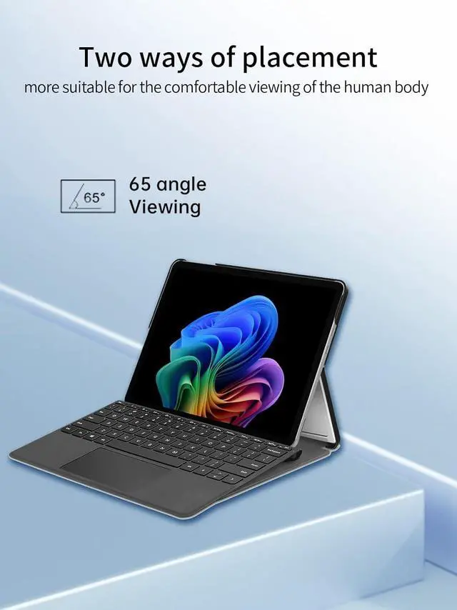 Alt view image 3 of 7 - BONAEVER Case for Microsoft Surface Pro 12 Inch 2025, Multi-Angle Viewing Stand Flip Protective Cover with Hard Back, Auto Wake/Sleep, Compatible with Type Cover Keyboard, Black