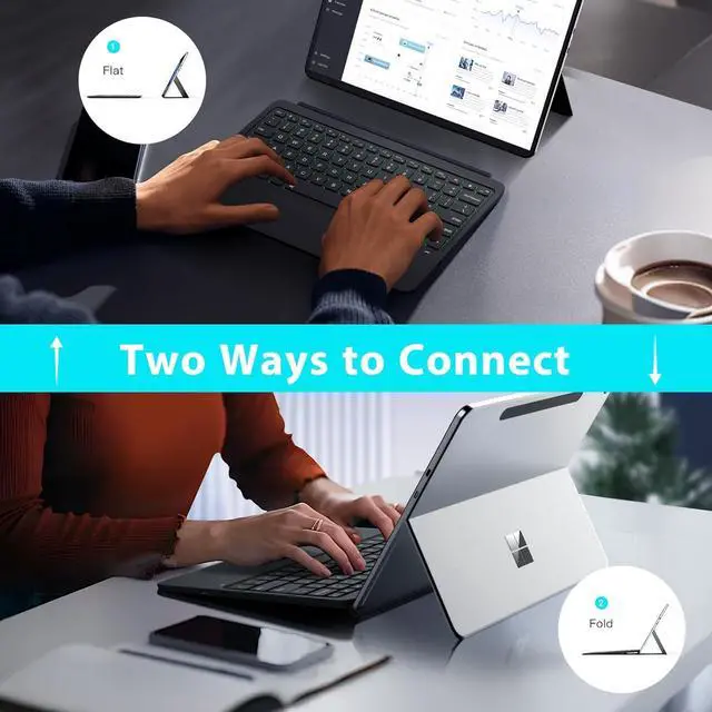 Alt view image 6 of 7 - BONAEVER Type Cover for Microsoft Surface Pro 12 inch 2025 Keybaord, Ultra Slim Wireless Bluetooth Surface Pro Keyboard with 7-Color LED Backlit & Multi-Touch Trackpad Rechargeable Battery