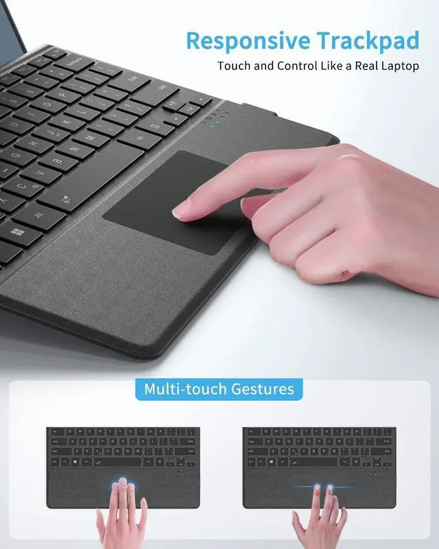 Alt view image 5 of 7 - BONAEVER Type Cover for 13 inch Microsoft Surface Pro 11 / Pro 10 / Pro  9 / Pro 8 / Pro X, Portable Bluetooth Wireless 7-Color Backlit Surface Pro 9/8/X Keyboard with Touchpad/Pencil Holder