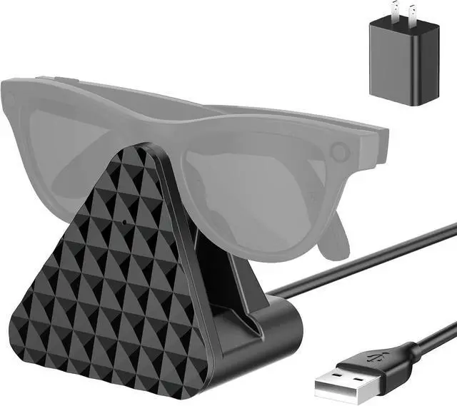 Main image of BONAEVER Charging Station for Ray Ban Meta - Replacement Charger for Ray-Ban Meta Glasses - USB A Type Organizer Charging Dock Stand for Wayfarer Skyler Headliner, with Adapter