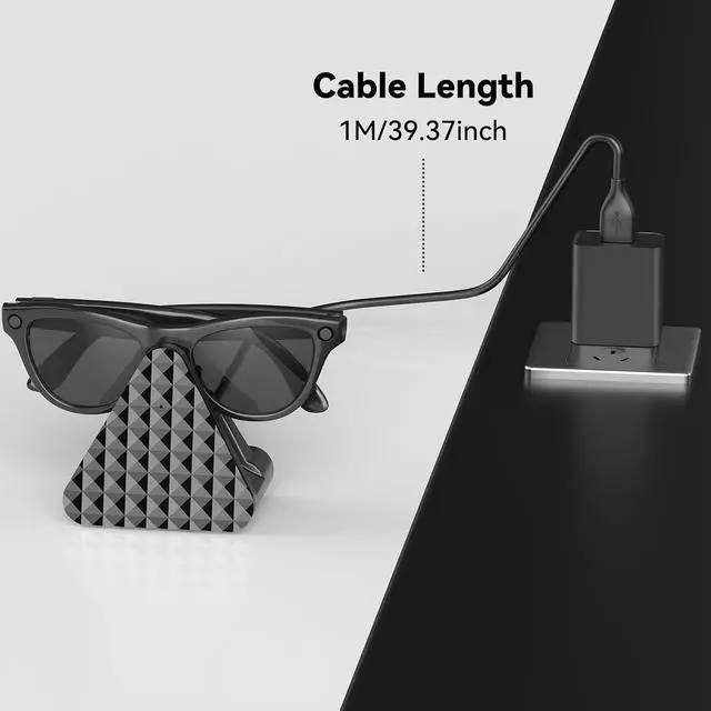 Alt view image 4 of 7 - BONAEVER Charging Station for Ray Ban Meta - Replacement Charger for Ray-Ban Meta Glasses - USB A Type Organizer Charging Dock Stand for Wayfarer Skyler Headliner, with Adapter