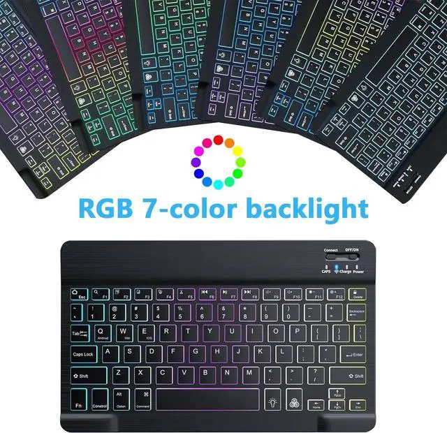 Alt view image 2 of 7 - BONAEVER Bluetooth Keyboard and Mouse Combo with 7-Color Backlit, Rechargeable Wireless Keyboard for iPad/Samsung/Tablet/PC/Laptop/iPhone/iOS/Windows/Android