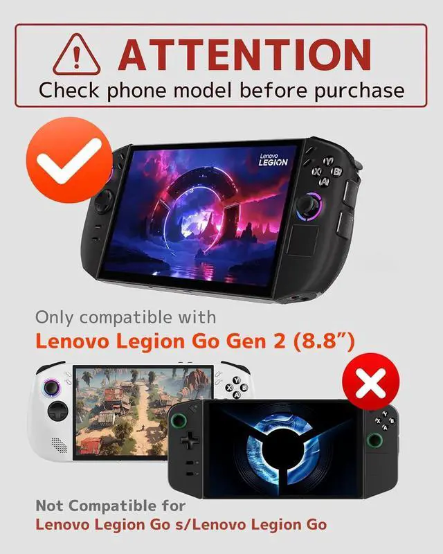 Alt view image 2 of 7 - BONAEVER Silicone Skin for Lenovo Legion GO 2 Case with Stand,Shockproof Anti-Scratch Non-Slip Protective Bumper Soft TPU Protector Cover Grip for Lenovo Legion GO 2 2025 Case Accessories Kickstand