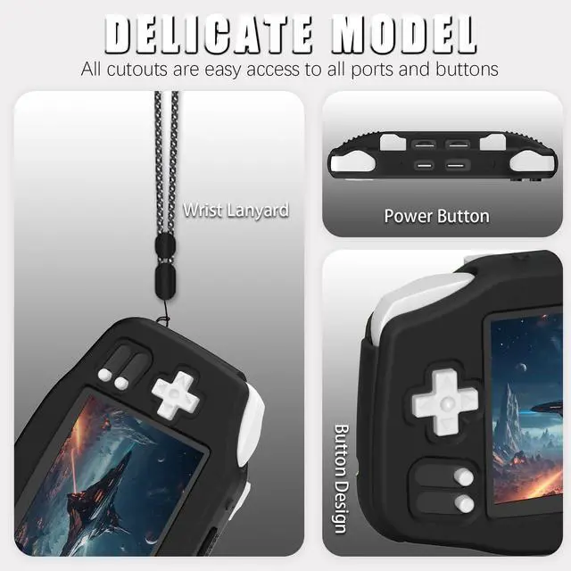 Alt view image 4 of 7 - BONAEVER Silicone Case for Anbernic RG34XX Soft Protective Cover for RG34XX Retro Handheld Game Console, Anti-Scratch Washable for RG 34XX Accessories with Lanyard