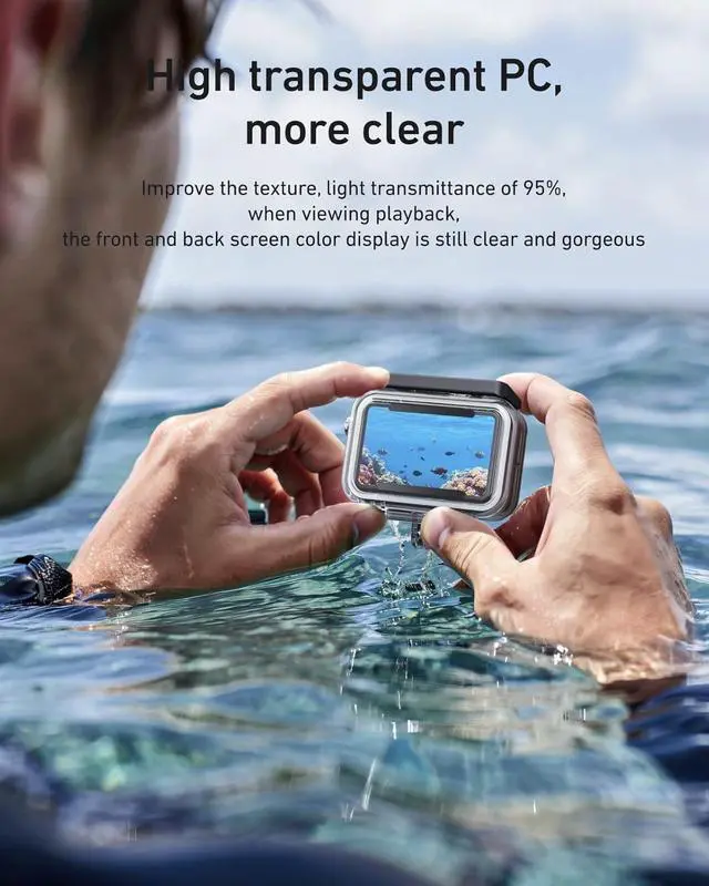 Alt view image 4 of 6 - BONAEVER Waterproof Case Combo for DJI OSMO Action 6 Underwater Housing Shell Cage + Floating Stick 60M/196FT Deep Diving Scuba Snorkeling with Quick Release Bracket Screw Action 6 Accessories