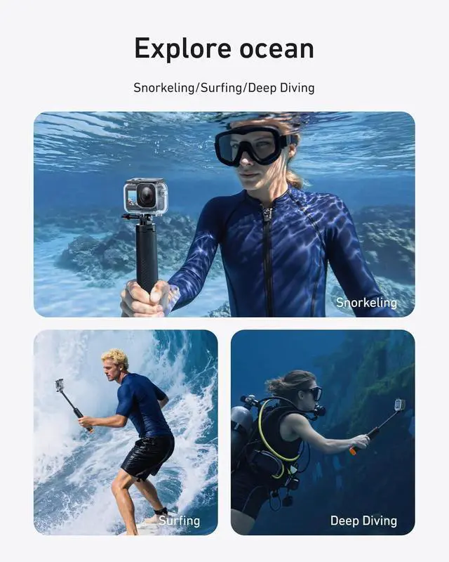 Alt view image 5 of 6 - BONAEVER Waterproof Case Combo for DJI OSMO Action 6 Underwater Housing Shell Cage + Floating Stick 60M/196FT Deep Diving Scuba Snorkeling with Quick Release Bracket Screw Action 6 Accessories