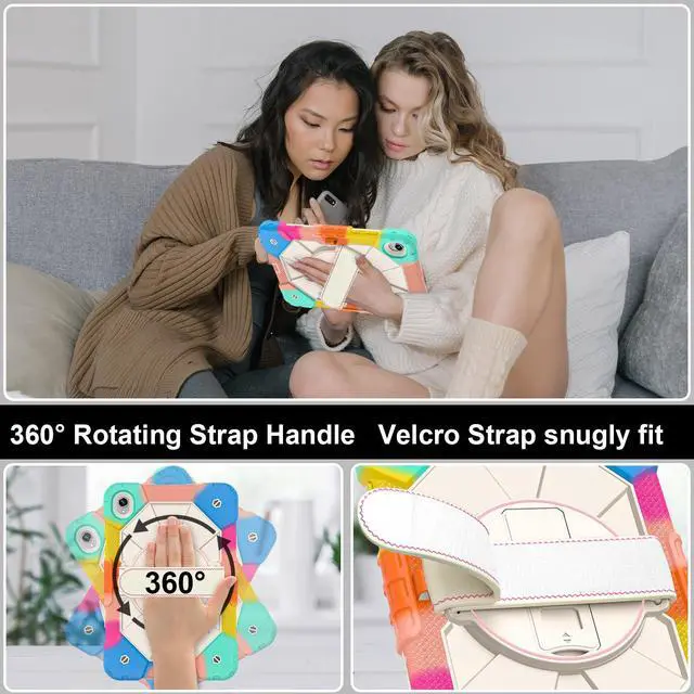 Alt view image 2 of 7 - BONAEVER Case for Samsung Galaxy Tab S11 11 inch 2025 SM-X730/X736B/X736E/X736U Protective Cover with Pencil Holder, 360 Rotating Stand, Hand Strap, Shoulder Strap Rainbow Blue