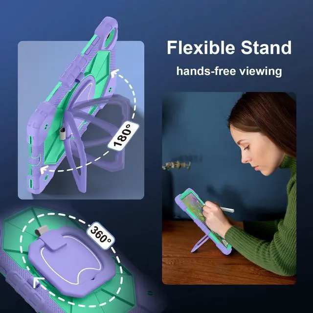 Alt view image 2 of 7 - BONAEVER Case for Samsung Galaxy Tab S11 11 inch 2025 SM-X730/X736B/X736E/X736U with Rotating Stand Pencil Holder Hand/Shoulder Strap, Heavy Duty Shockproof Protective Cover Purple