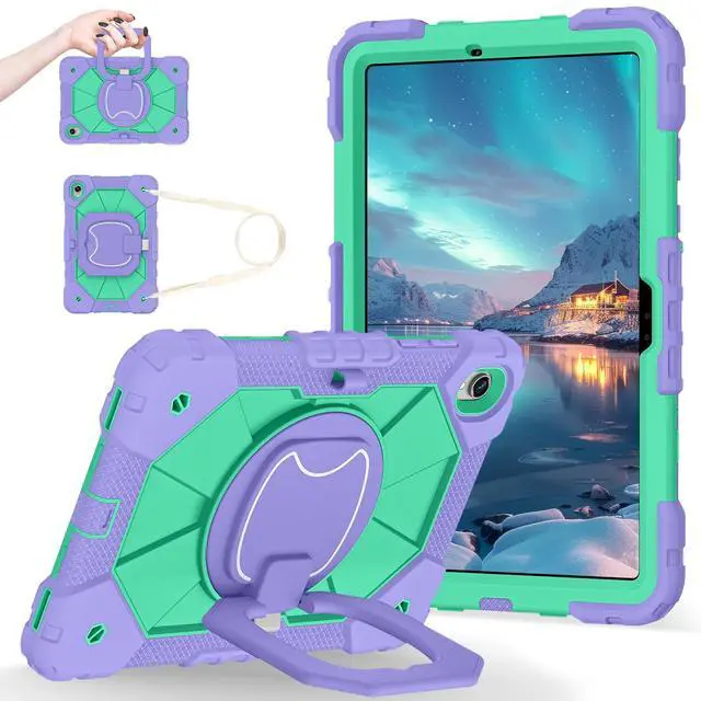 Main image of BONAEVER Case for Samsung Galaxy Tab S11 11 inch 2025 SM-X730/X736B/X736E/X736U with Rotating Stand Pencil Holder Hand/Shoulder Strap, Heavy Duty Shockproof Protective Cover Purple