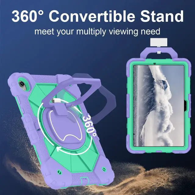 Alt view image 5 of 7 - BONAEVER Case for Samsung Galaxy Tab S11 11 inch 2025 SM-X730/X736B/X736E/X736U with Rotating Stand Pencil Holder Hand/Shoulder Strap, Heavy Duty Shockproof Protective Cover Purple