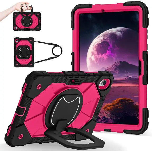 Main image of BONAEVER Case for Samsung Galaxy Tab S11 11 inch 2025 SM-X730/X736B/X736E/X736U with Rotating Stand Pencil Holder Hand/Shoulder Strap, Heavy Duty Shockproof Protective Cover Rose Red