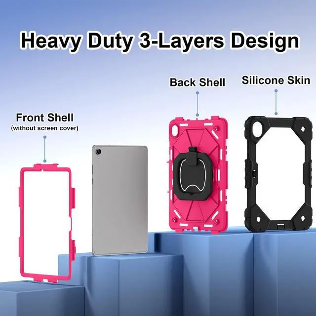 Alt view image 7 of 7 - BONAEVER Case for Samsung Galaxy Tab S11 11 inch 2025 SM-X730/X736B/X736E/X736U with Rotating Stand Pencil Holder Hand/Shoulder Strap, Heavy Duty Shockproof Protective Cover Rose Red