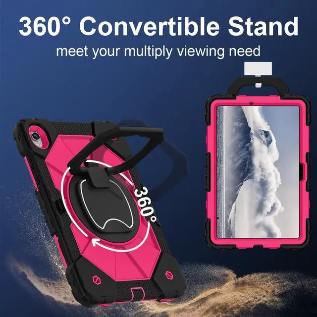 Alt view image 5 of 7 - BONAEVER Case for Samsung Galaxy Tab S11 11 inch 2025 SM-X730/X736B/X736E/X736U with Rotating Stand Pencil Holder Hand/Shoulder Strap, Heavy Duty Shockproof Protective Cover Rose Red